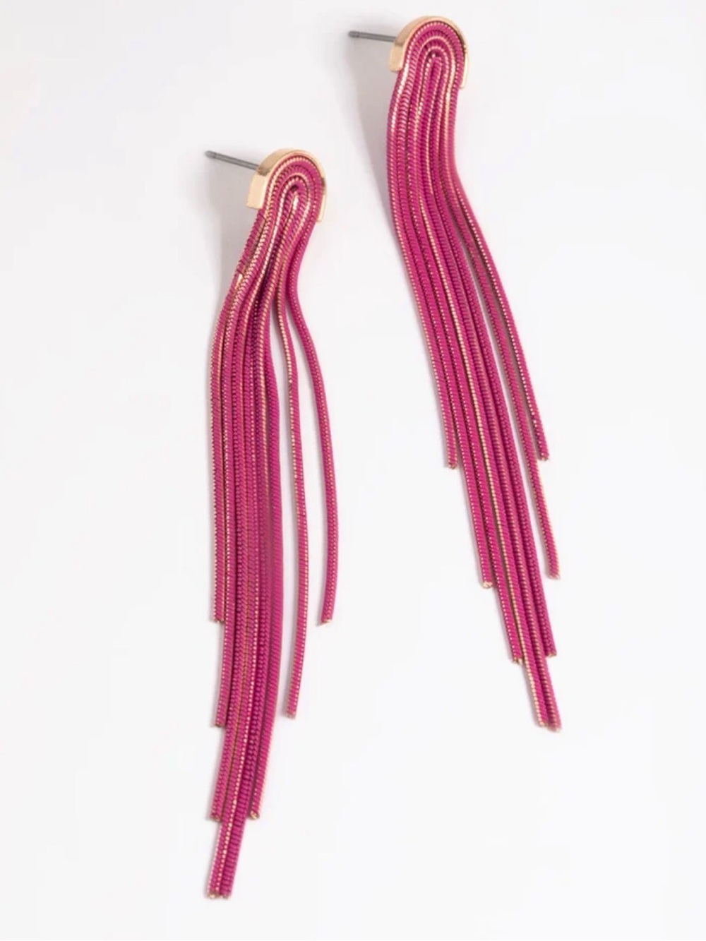 FUCHSIA GOLD-TONE WATERFALL DROP FASHION EARRINGS 🌟NWT🌟